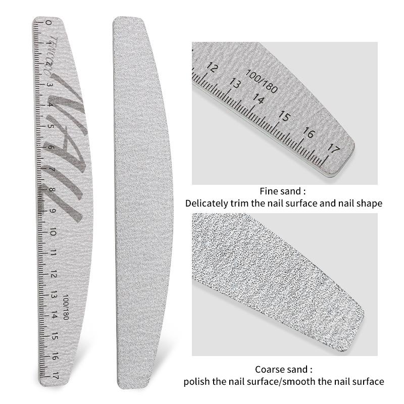 1Pcs Nail File With Ruler 80/100/150/180/240/320 Grit Sandpaper Disposable Cuticle Remover Buffers Manicure Tool