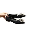 Grape Mother Square Buckle Flash Diamond Pointed Head Shallow Mouth Fairy Flat Single Shoes Female Ballet Shoes Female