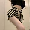 High-waisted Striped Shorts Women's Summer Elasticated Waist Baggy Wide-leg Pants Wear Slimming Sports A-line Spice Hot Pants