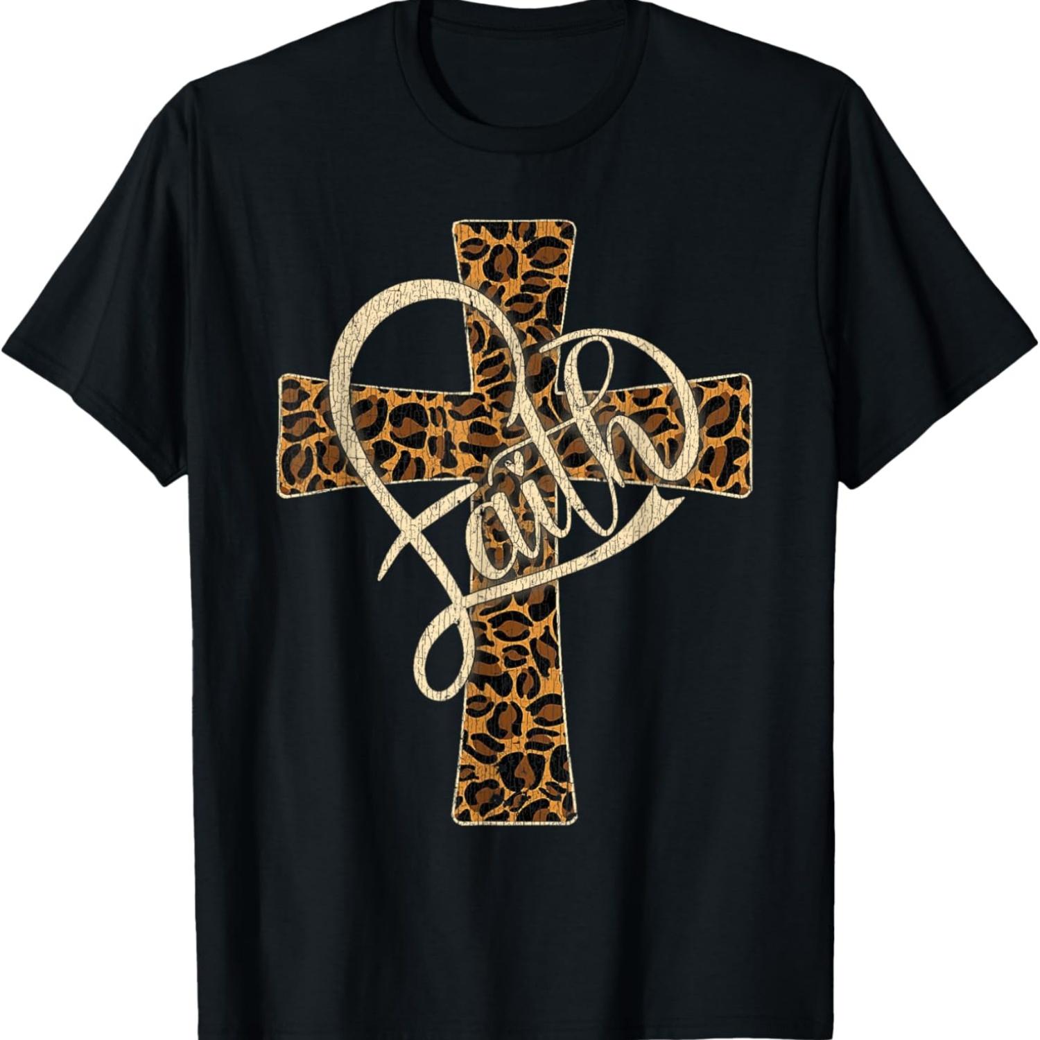 

Vintage Faith Christian Men Womens Leopard Cheetah Print T-Shirt S