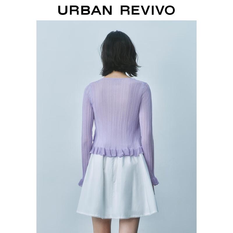 UR Women's Summer Tie-Front Ruffle Knit Cardigan