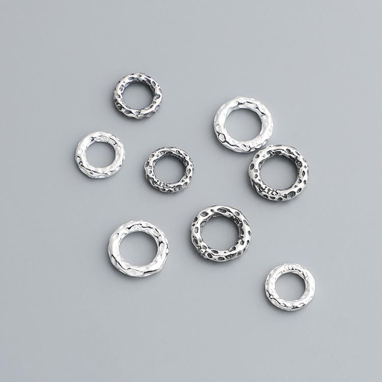S925 Sterlingové stříbro Kruhové distanční korálky pro DIY náramky – Příslušenství pro šperky ve tvaru donutu