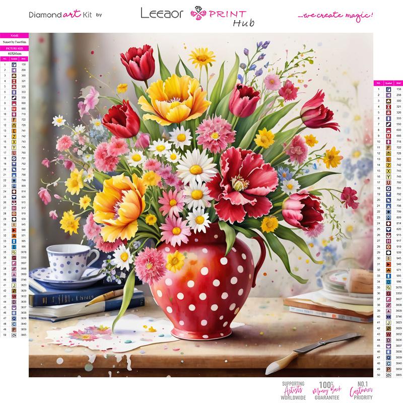 Art Vase Bouquet Diamond Painting  Full Round Diamond Mosaic Landscape Colorful Cross Stitch Kits Room Home Decor Gifts