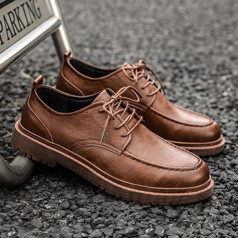 Autumn New Men Shoes Casual Shoes Men Genuine Leather Shoes Work Boots Business Casual Sneakers
