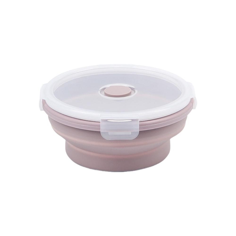 with Lids Foldable Silicone Lunch Box Solid Colors Silicone Collapsible Bowl Outdoor 350ml