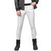 Men Faux Leather Pants Mid Waist Slim Fit Smooth Button Zipper Placket Solid Color Waterproof Hip Hop Style Streetwear Party Club Performance Trousers