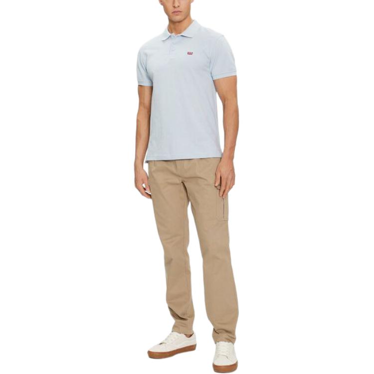 Levis Solid Color Simple Comfortable Short Sleeve Polo Shirt Men Tops Blue 35883-0162