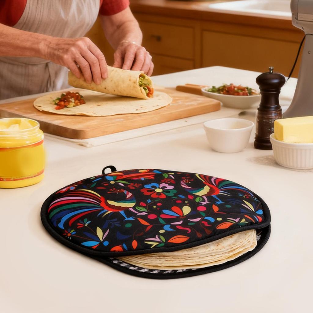 Tortilla Holder Pouch 12-Inch Microwavable Cloth Taco Heater Microwave Tortilla Warmer For Bread Rolls Wraps Pita Chapati