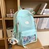 Schoolbag Small Fresh Pain Bag Women's 1011 Spring and Summer New Transparent Pocket Large Capacity Backpack Junior High School High School Student