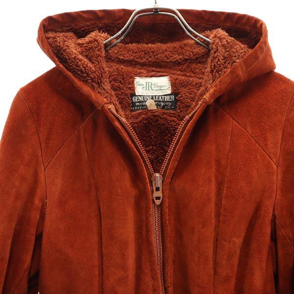 Sears JR Bazaar Suede Leather Jacket 11 Brown Hood Women Used
