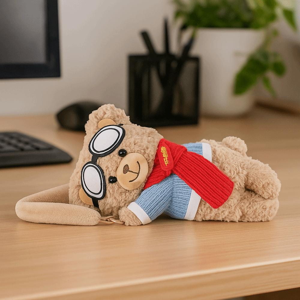 Cute Cartoon Tissue Box Short Plush Bear Shape Soft Car Paper Box Hanging Multi-functional Storage Bag Car Interior