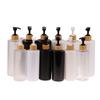 300/500Ml Cylindrical Bamboo Pump Dispenser Bathroom Pet Dish Soap Bottle Lotion Refillable Shower Gel Liquid Frosted Container