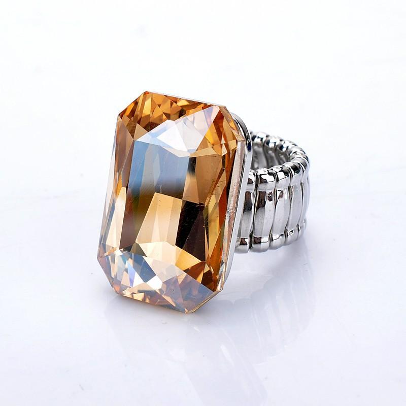Personality Elegant 7 Colors Big Ring For Women Big Resin Stone Fashion Elastic Stretch Finger Rings Christmas Jewelry