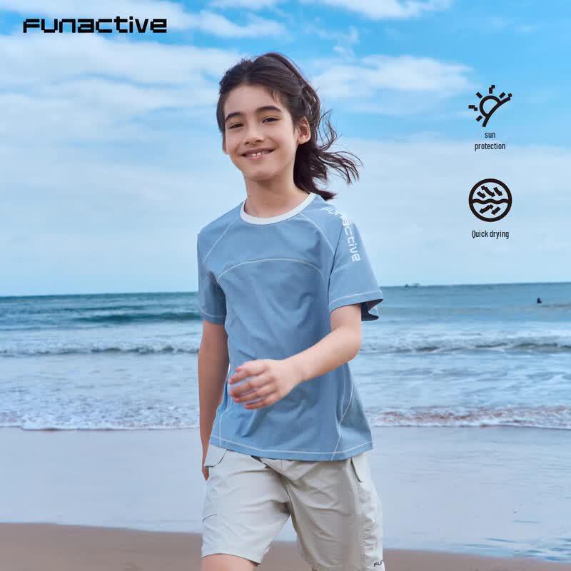FUN ACTIVE Boys  UV Protection Quick-Dry Short Sleeve Sports T-Shirt 140 CM