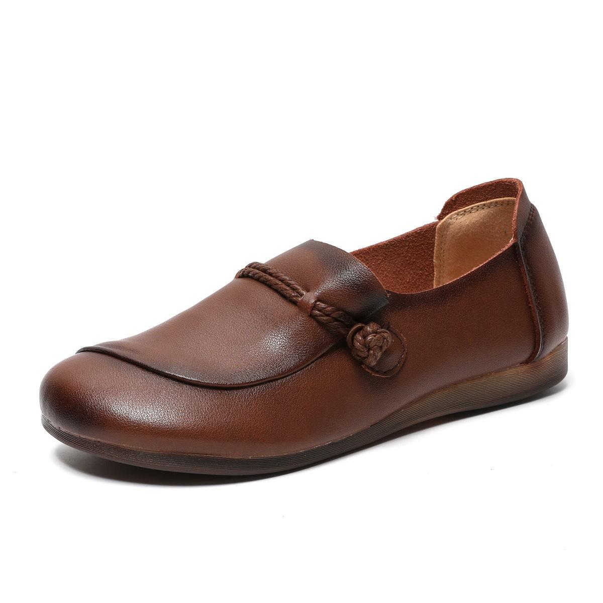 

Обувь для матери, 3 весенние туфли в горошек с мягкой подошвой, кожаные туфли среднего и пожилого возраста на плоской подошве, женские туфли на плоской подошве 40 коричневый