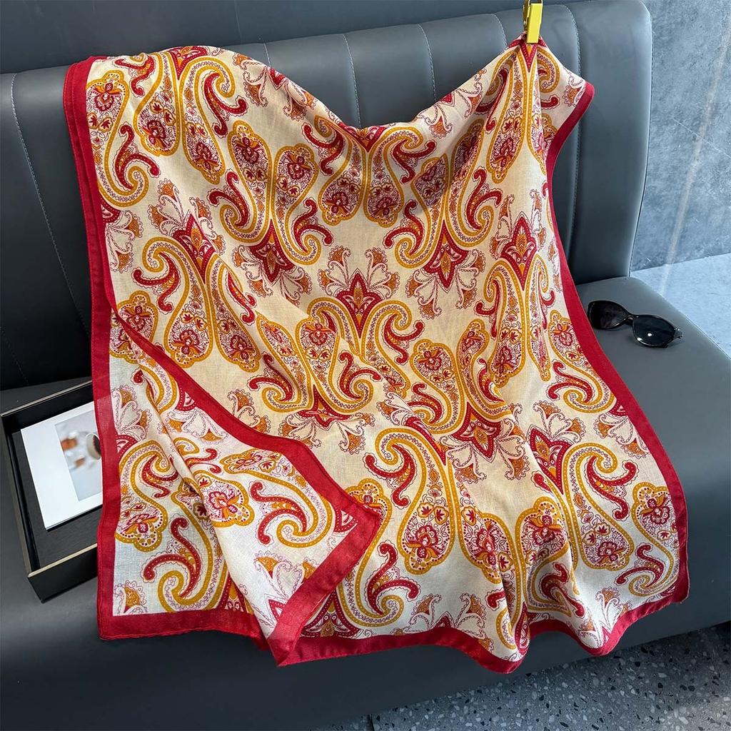 180X90Cm Cashew Flower Cotton Linen Scarf Light And Soft Shawl In Autumn Winter Warm And Sun Protection Beach Towel For Travel