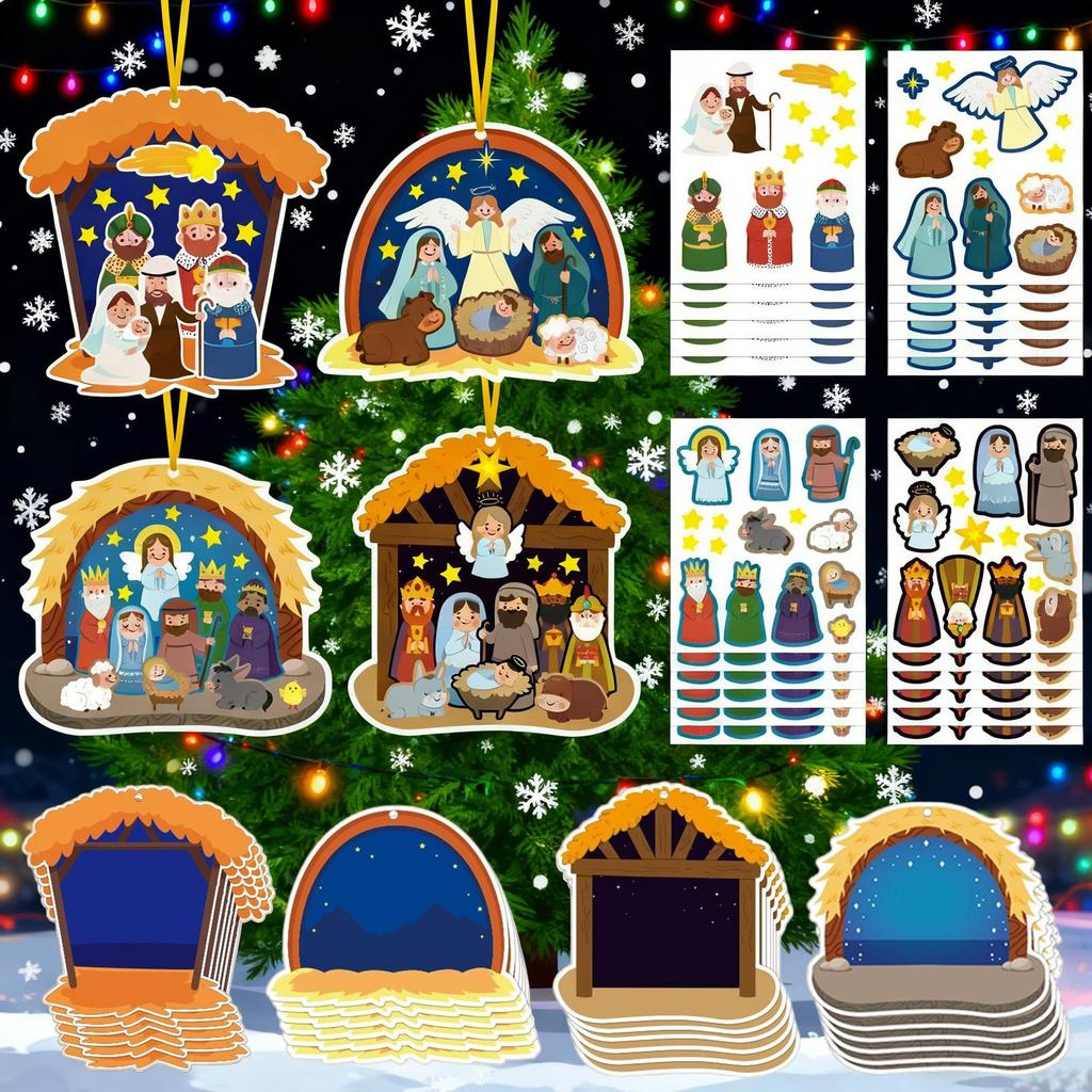 Christmas Crafts For Kids 2D Decorations With Stickers Make Christmas Tree Ornaments For Kids Adults Tree Holiday Classroom