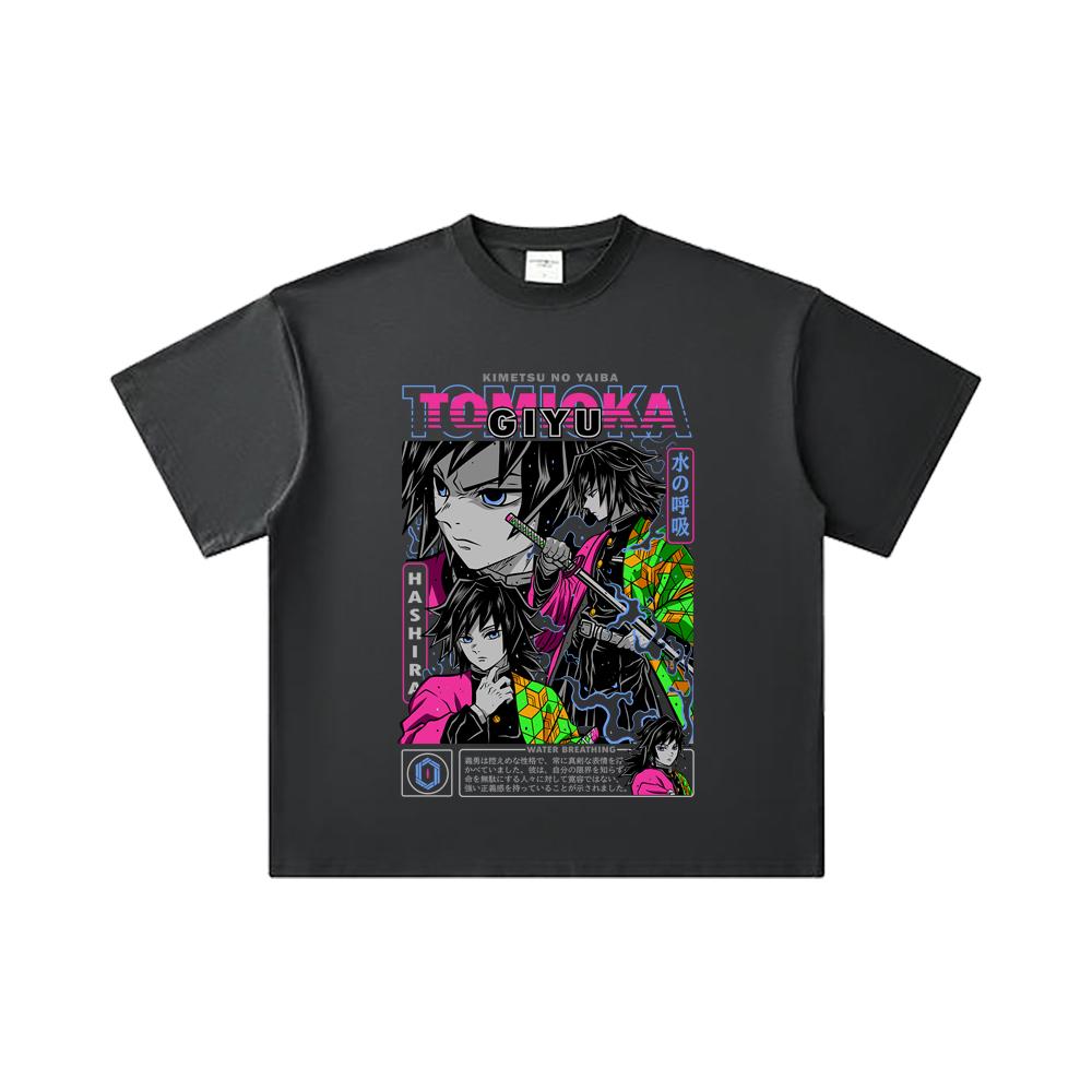 260 GSM Double Yarn 32 Count 100% Cotton Demon Slayer V10 Tomioka Print Unisex Heavy Cotton T Shirt