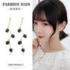 Creative Polyline Black Crystal Long Fringed Stud Earrings, Creative Temperament Is Thin And Twisted Earrings For Women
