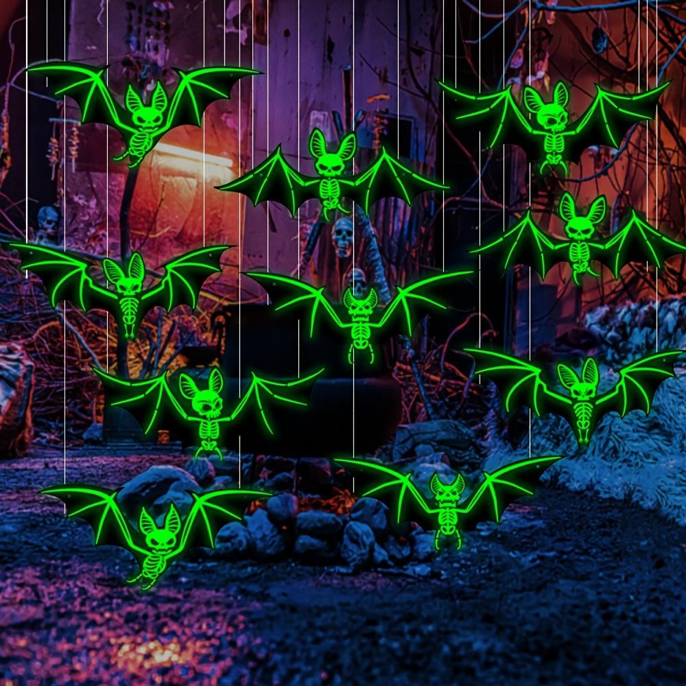 10pcs Halloween Glow-in-the-Dark Hanging Bats, Suitable for Holiday Decorations, Halloween Hanging Decoration