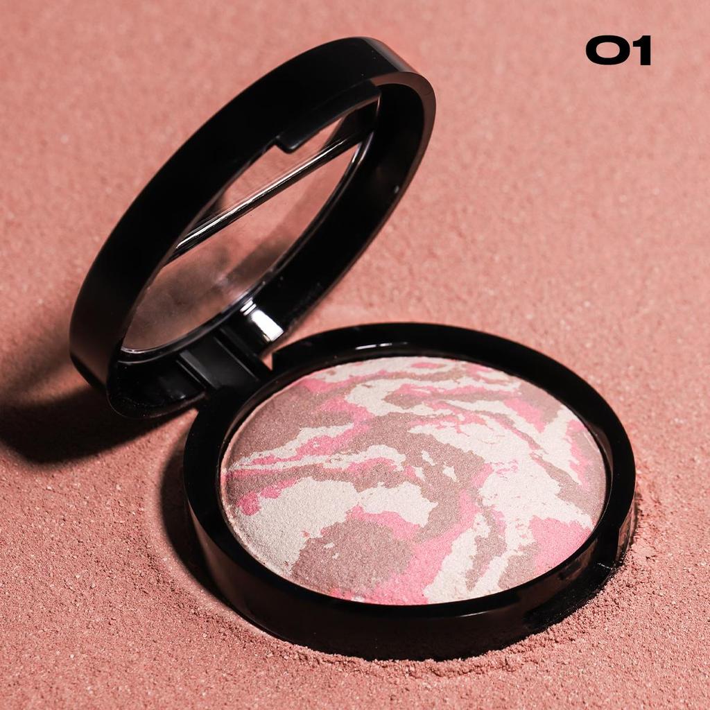 3'ü 1 Arada Pişmiş Pudra Fondöten, Uzun Süre Kalıcı Tam Kapatıcılık, Hafif, Yağ Kontrolü, 24 Saat Görünüm İçin Mat Bitiş, İnce Doku