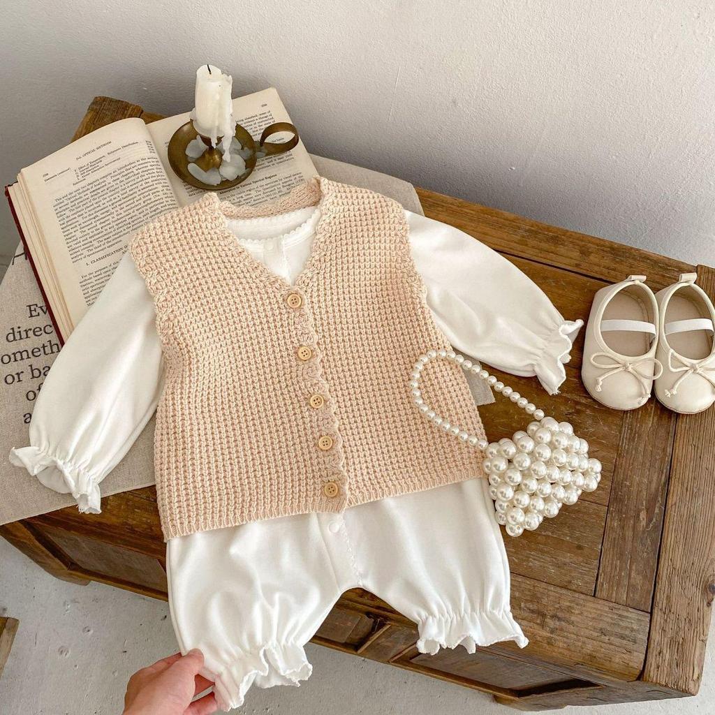 Infant Girls' Long Sleeve Solid Color Romper - New Spring Collection