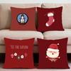 Christmas Red Santa Snowman Cushion Cover Premium Comfort Reversible Pillow Cove -Two In One Design for Any Room & Car Interior