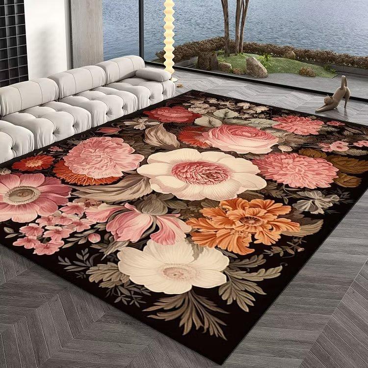 European Bedroom Decor Flower Carpet French Style Carpets for Living Room Lounge Rug Fluffy Soft Study Mat