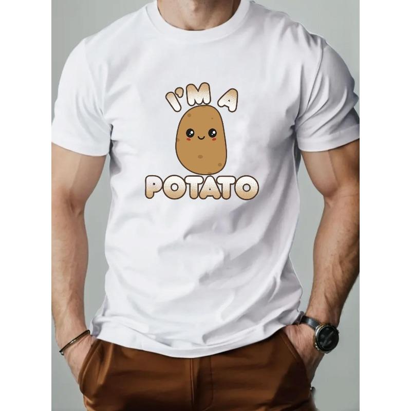

Мужская летняя повседневная футболка с коротким рукавом с рисунком картофеля S белый
