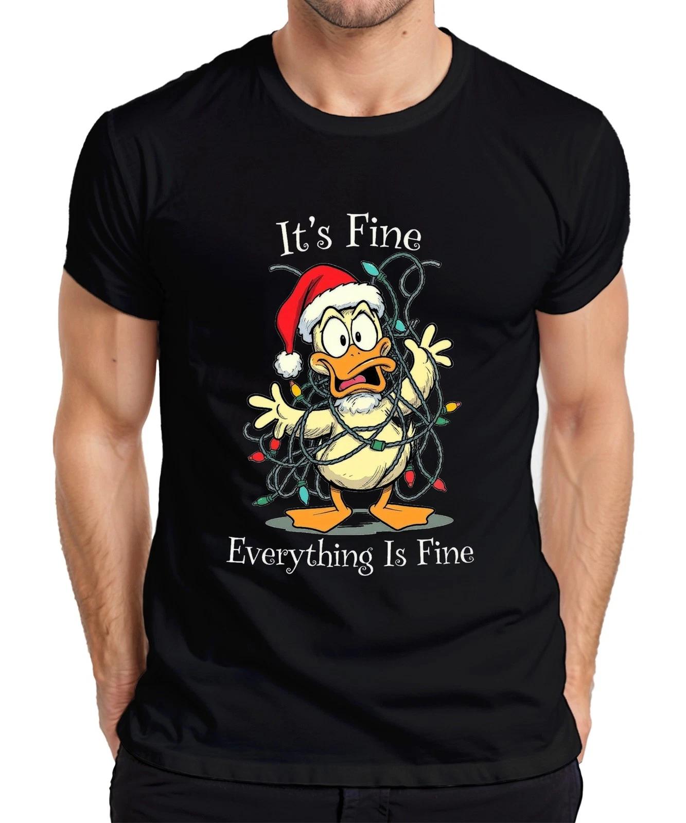 It s Fine Everything Is Fine Ente Weihnachten Lichterkette lustig Herren T-Shirt XS