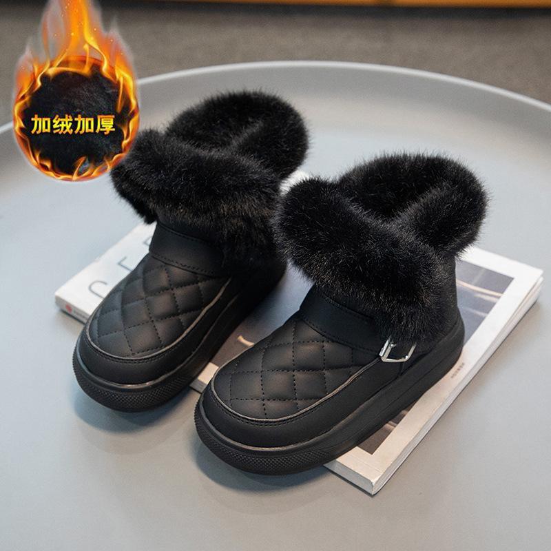 

Корейская версия милые детские бархатные утолщенные зимние сапоги, зимние новые студенческие утепленные хлопковые сапоги 32 чёрный