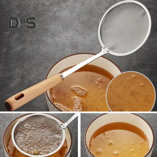 Oil Filter Spoon Stainless Steel Fast Filtering Moisture Removal Ergonomic Design with Hanging Hole Heat-resistant Drain Scoop