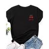 On Chest Red Cherry Print Women T Shirt Short Sleeve O Neck Loose Women Tshirt Ladies Tee Shirt Tops Camisetas Mujer