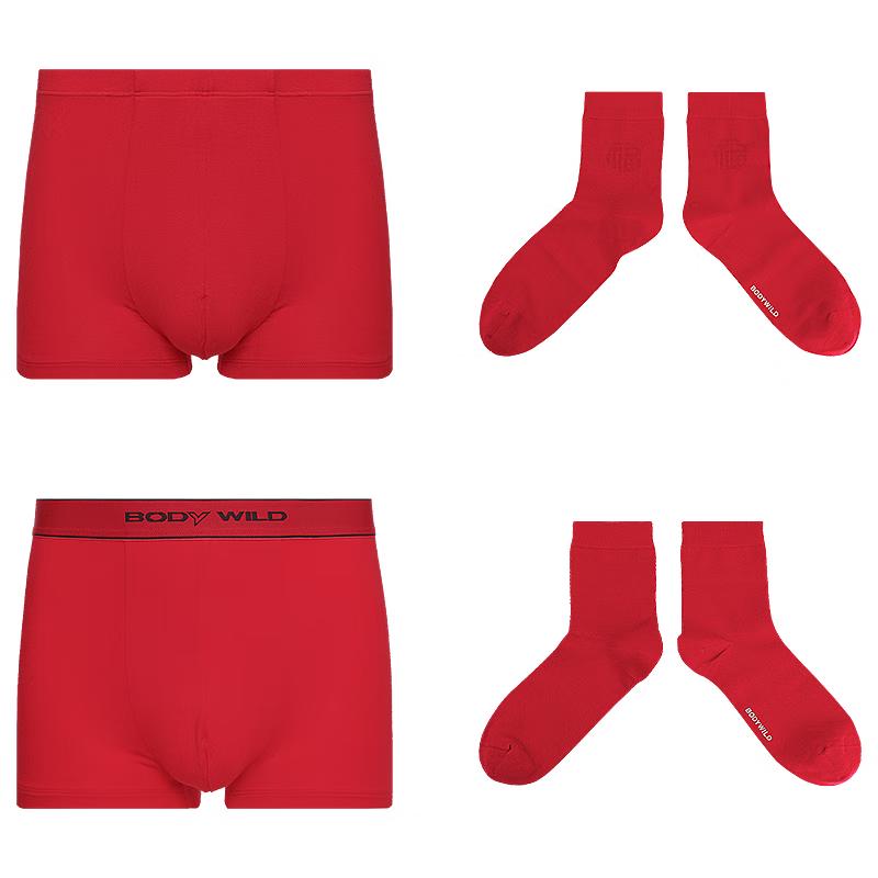 

BODYWILD Мужские боксеры-брифы и носки Счастливый красный подарочный набор XL 175