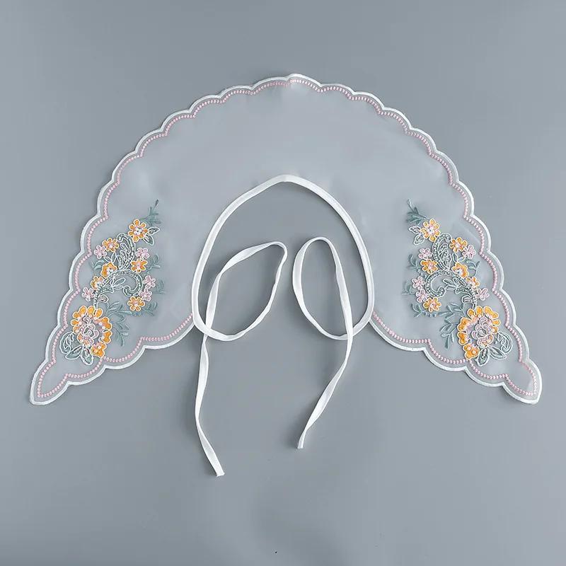 New Big Lapel Fake Collar Shawl for Womens Floral Embroider Shoulder Wraps Cape Removable Shirt Detachable False Collar Shawl