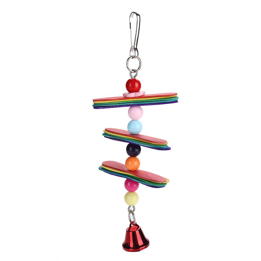 Pet Bird Parrot Colorful Beads Bell Toys Chewing Swing Cage Accessory