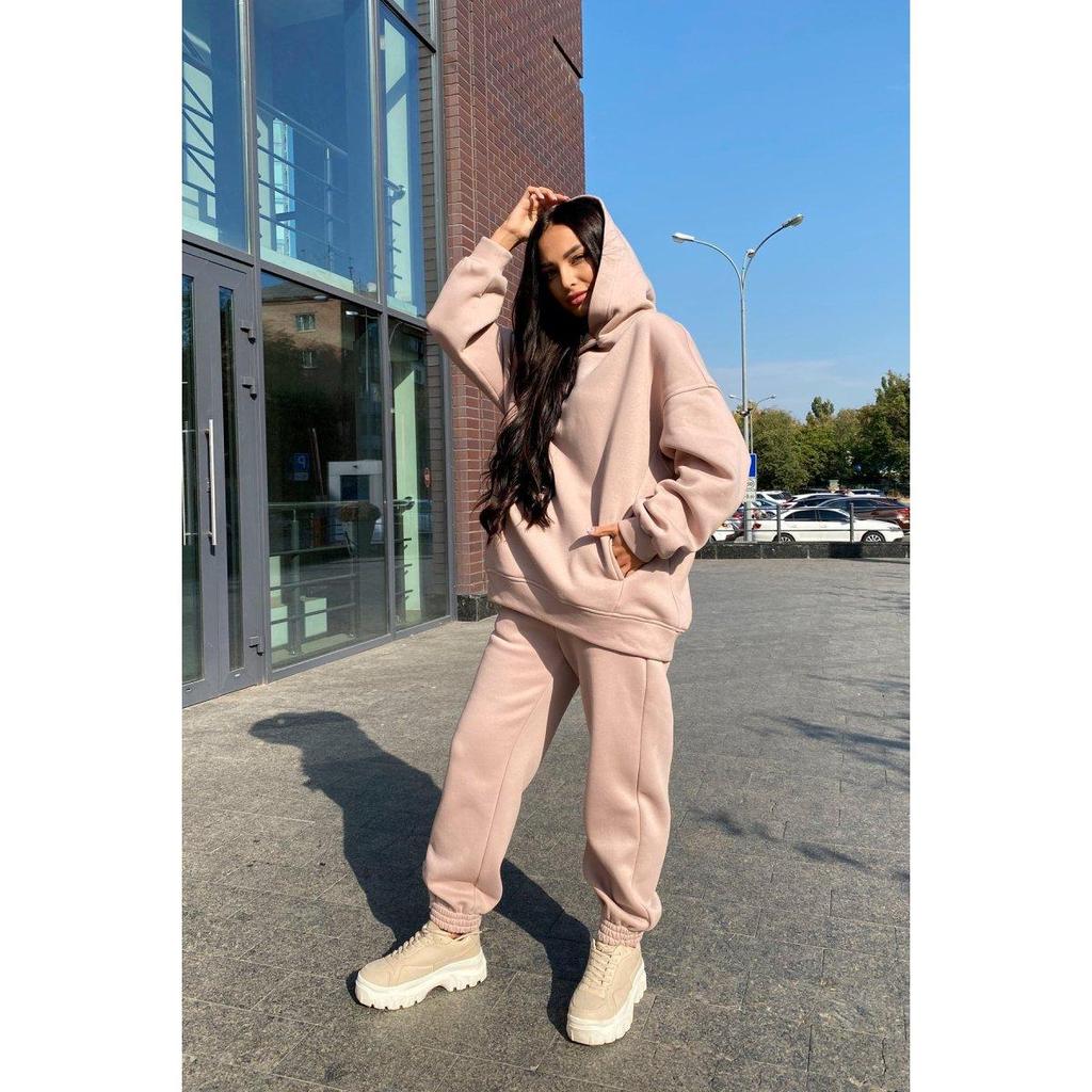 Women's Set Solid Color Hooded Sweatshirt Casual Trousers Two-piece Set