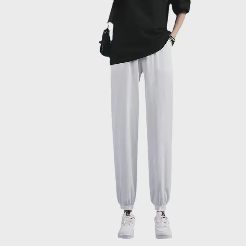 Versatile Ice Silk Plus Size Women's Casual Harem Pants - Slimming & Lightweight