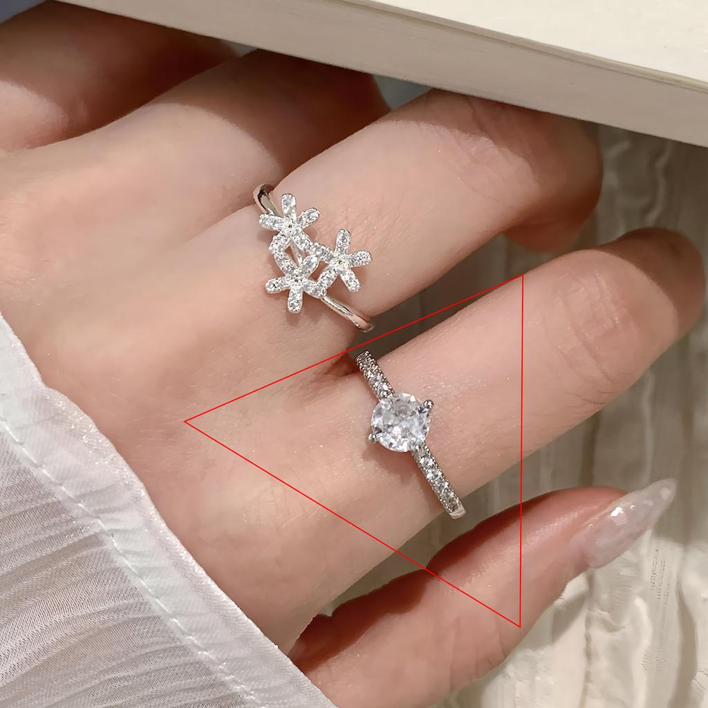 VENTFILLE   CopperBlack Zircon Wheat Ears Leaf Ring for Women Girl Gift Double Layer Simple Jewelry Dropshipping