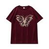 Wine Red Women's Loose Fit Retro Cotton T-Shirt - Summer 2025 Collection