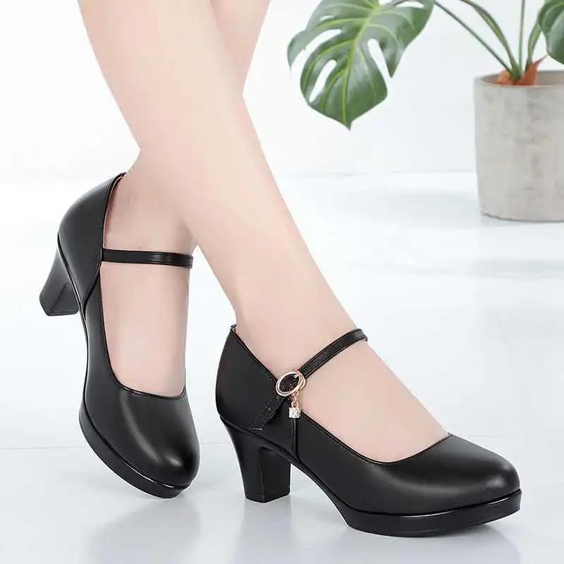  Sapatos Femininas Women Fashion Black Patent Leather Student School Comfort Square Heel Shoes Lady Cute Pumps Ab576