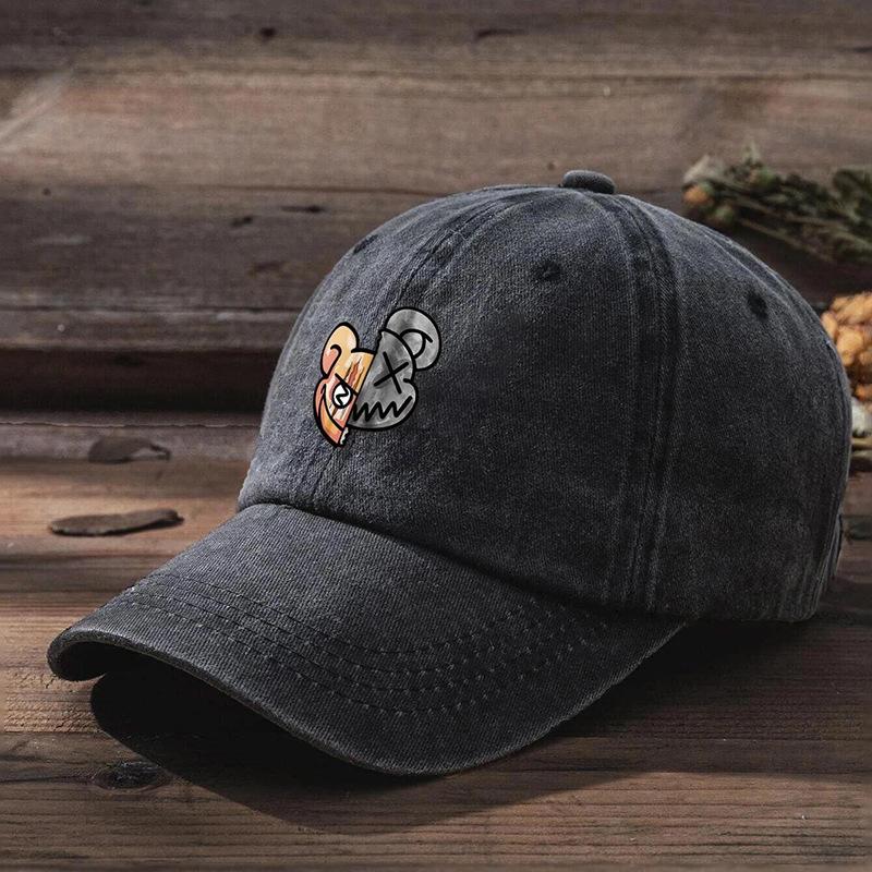 New Style Retro  Fashionable Printed Violent Bear Washed Baseball Cap Outdoor Casual Sun Protection Visor Cap