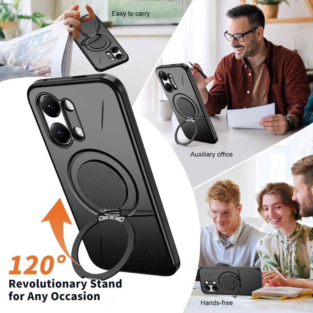 360° Rotating Magnetic Metal Bracket Phone Case For Xiaomi Poco X8 Pro Max Redmi Turbo 5Max TPU Plastic Armor Shockproof Cover
