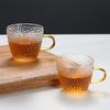 Set of Six Hammered Pattern Small Borosilicate Glass Tea Cups for Kung Fu Tea Tasting