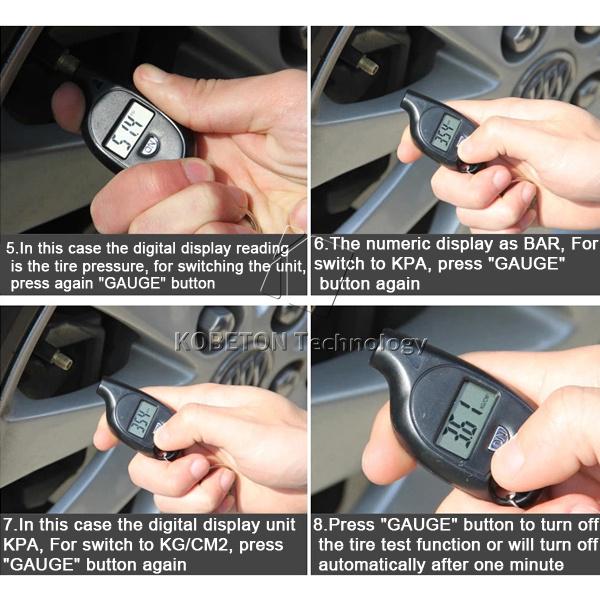 Mini-LCD-Digital-Reifendruckprüfer für Autos, Luft, Auto, elektronisch, 4 Einheiten, Reifendruckprüfer, Meter für Auto, Motorrad, Fahrrad, Alarm