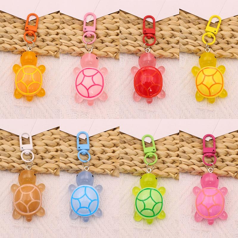 Cartoon Luminous Turtle Keychain Pendant Creative Kawaii Animals Key Ring Backpack Decoration Accessories Birthday Gifts