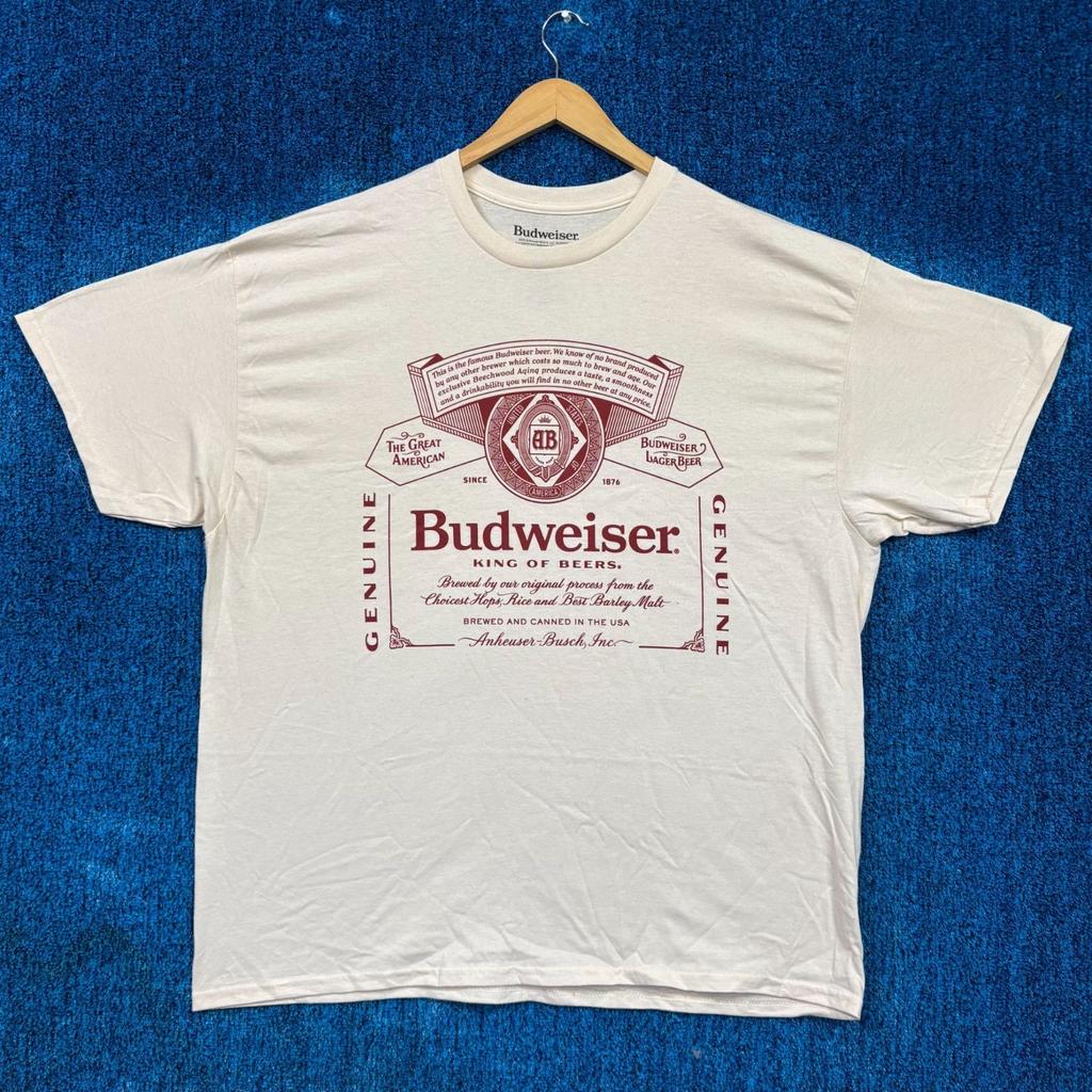 Budweiser King of Beers Etichetta T-shirt Promozionale Birra Oversize XL Unisex