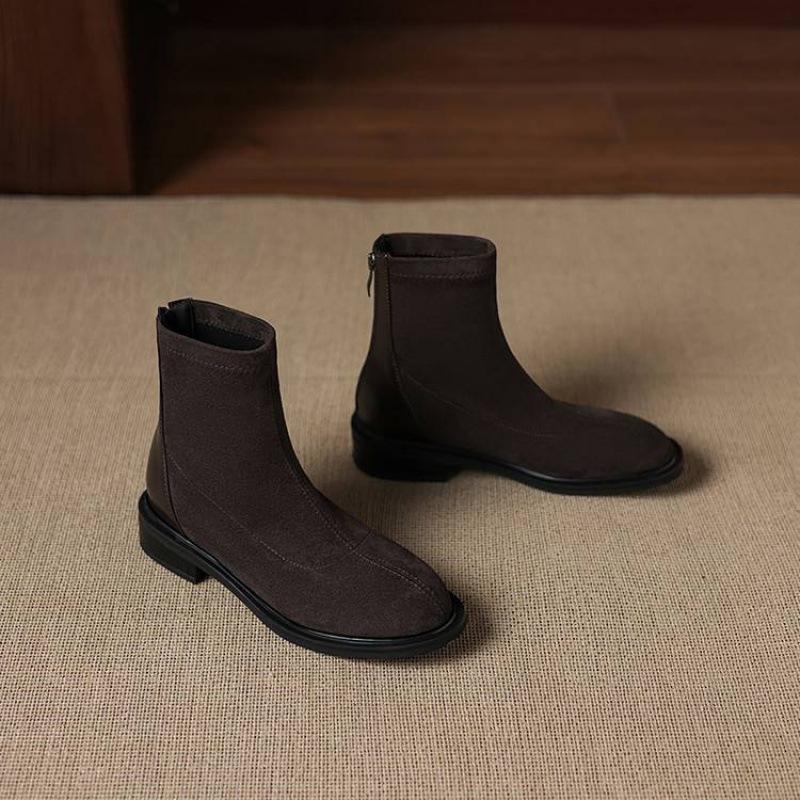 Autumn and winter women's suede Martin boots solid color low heel large size women's boots round head Korean version medium boots new leather boots w