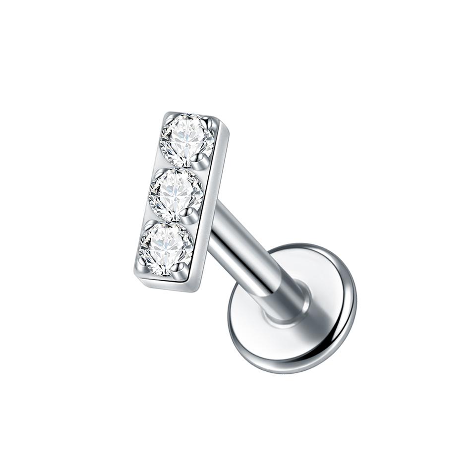 1Pc G23 Titanium Cz Crystal Ear Cartilage Tragus Helix Daith Piercing Internal Thread Lip Stud Labret Piercing Body Jewelry 16G