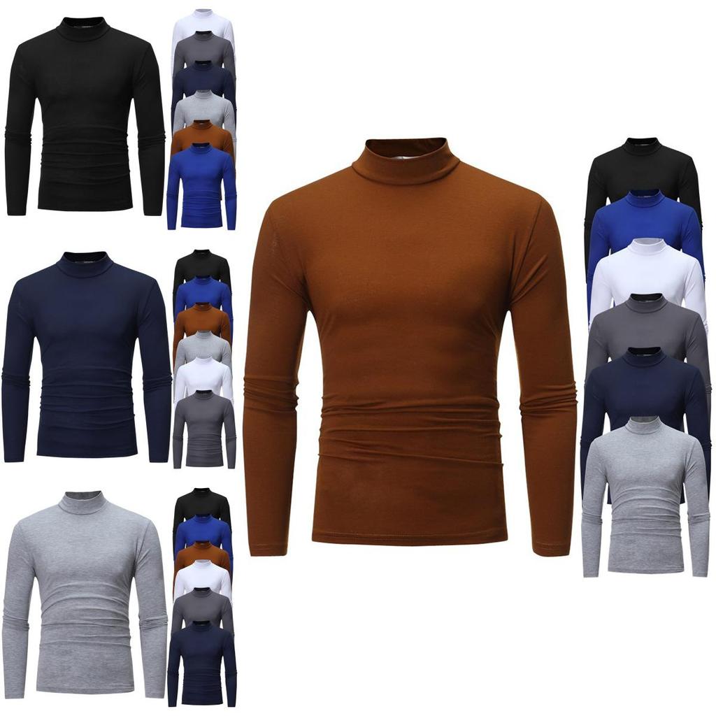 Men's Warm High Neck Solid Color Pullover Jumper Sweater For A Stylish Look